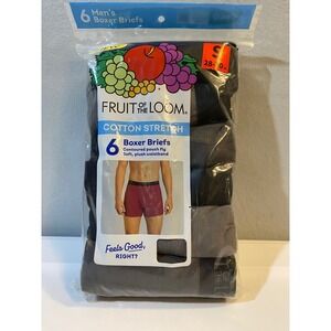 Fruit of the Loom Mens 6 Pack Cotton Stretch Boxer Briefs Black Grey Small 28-30